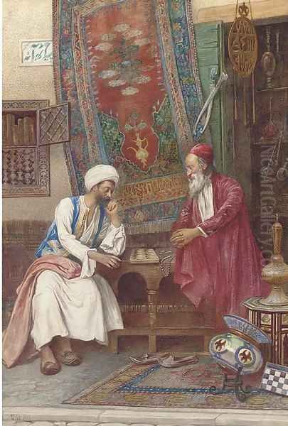 An Oriental game of dice Oil Painting by Umberto Cacciarelli