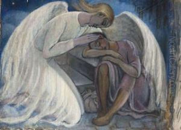 L'ange Protecteur Oil Painting by Sonia Lewitska