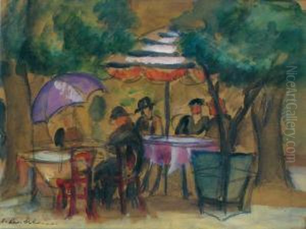 Au Cafe Oil Painting by Sonia Lewitska