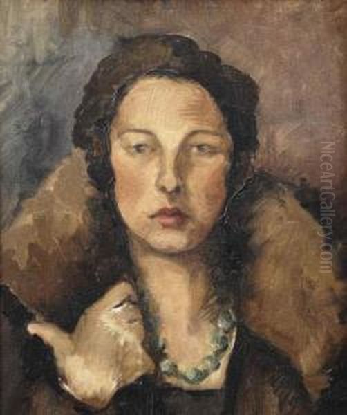 Portrait De Femme, Circa 1930 Oil Painting by Sonia Lewitska