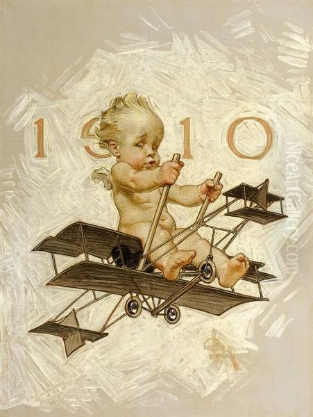 New Years 1910, Saturday Evening Post Cover Oil Painting by Joseph Christian Leyendecker