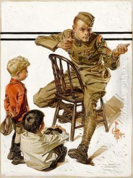 The Hero's War Story, Saturday Evening Post Cover Oil Painting by Joseph Christian Leyendecker