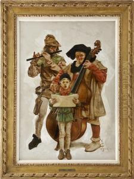 The Carolers, Collier's Cover Oil Painting by Joseph Christian Leyendecker