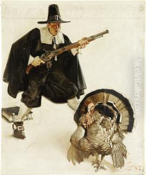 Turkey Dinner,
The Saturday Evening Post Oil Painting by Joseph Christian Leyendecker