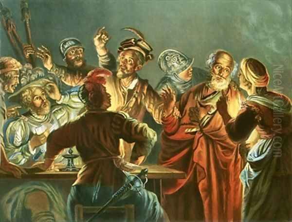 Peter denying Christ Oil Painting by Andreas Cellarius