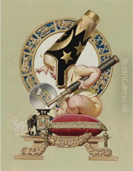 New Year's Baby Oil Painting by Joseph Christian Leyendecker