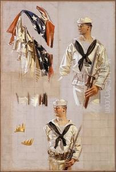 Study For America Calls Oil Painting by Joseph Christian Leyendecker