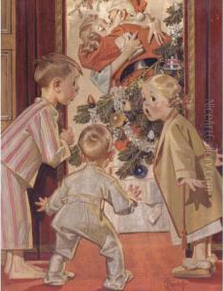 I Saw Mommy Kissing Santa Claus Oil Painting by Joseph Christian Leyendecker