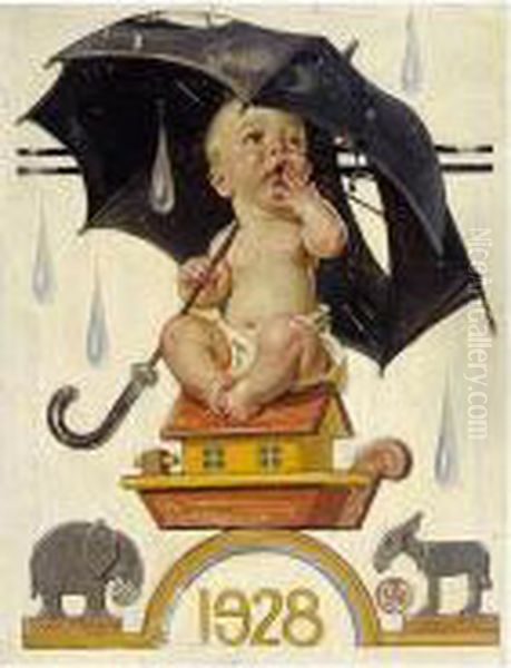 New Year's Baby Oil Painting by Joseph Christian Leyendecker