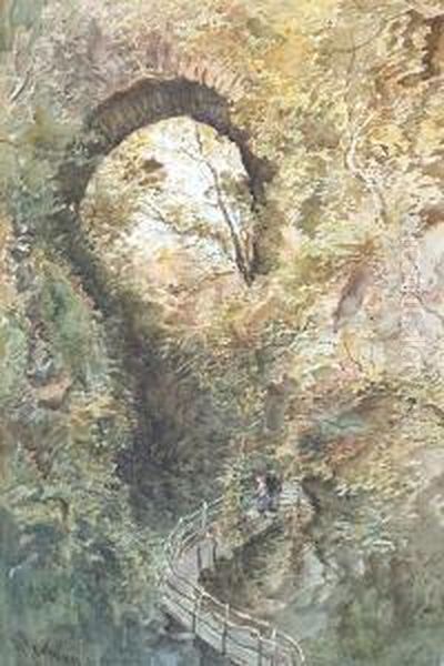 Lydford Gorge Oil Painting by Alfred Leymann