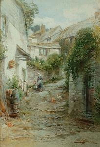 Clovelly Oil Painting by Alfred Leymann