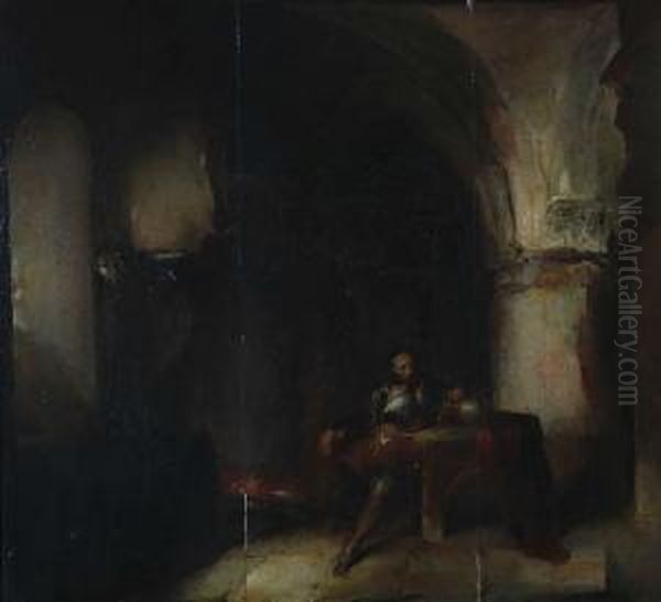 'interieur Du Chateau-fort Debouchout' Oil Painting by Henri Leys