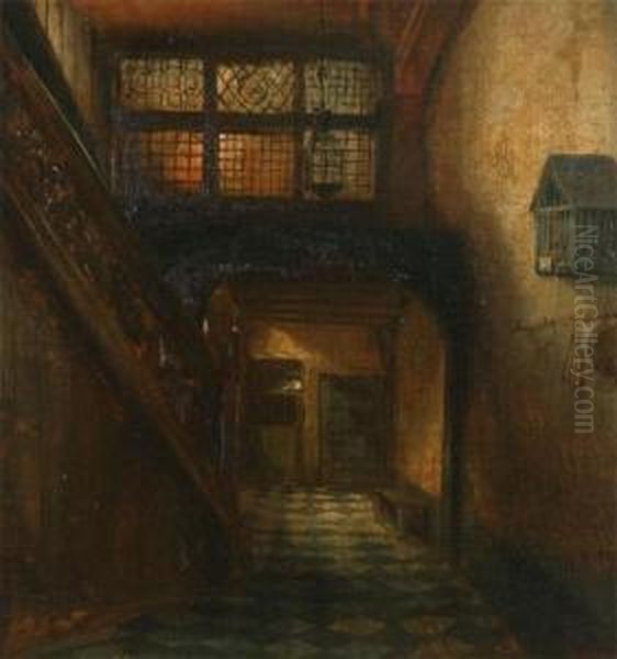 Interior Of The Antwerp 'brouwershuis' Oil Painting by Henri Leys