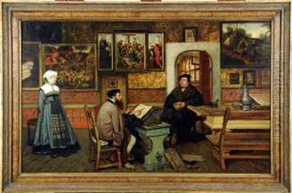 Luther Rendant Visite A Calvin Oil Painting by Henri Leys