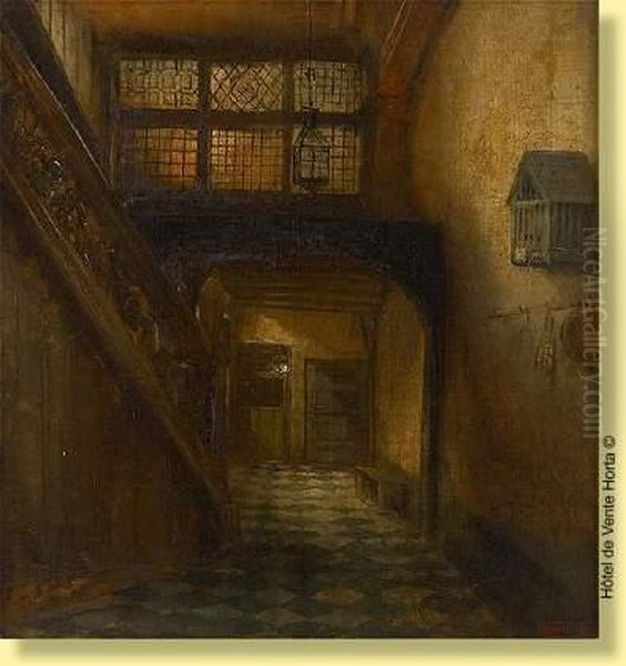 Interieur De La Maison Hydraulique A Anvers Oil Painting by Henri Leys