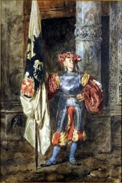 [le Porte-drapeau] (date 1850) Oil Painting by Henri Leys