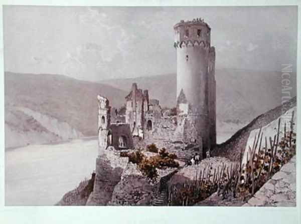 Schloss Ehrenfels in the Rhine Valley Oil Painting by Ciceri, Eugene