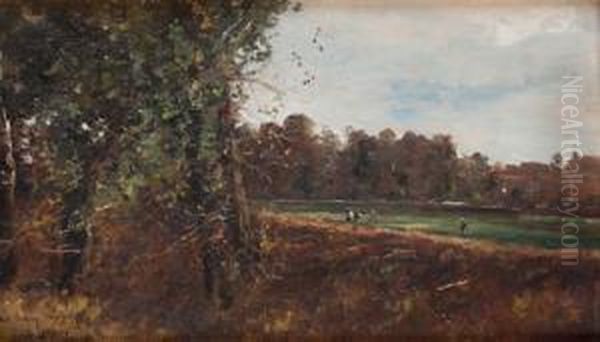 Paisaje Con Campesinos Oil Painting by Agustin Lhardy Y Garrigues