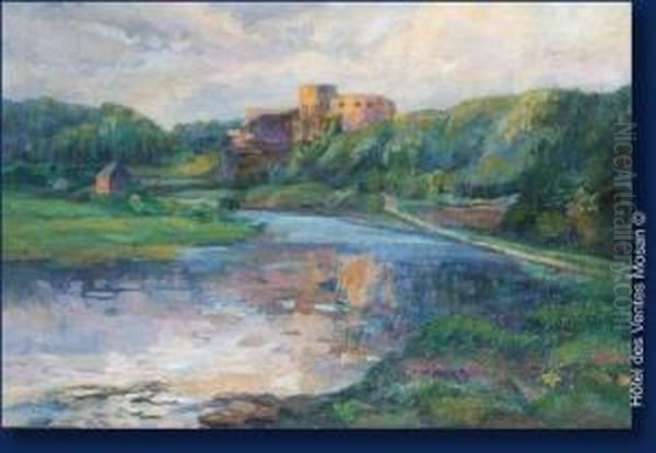 Paysage Au Chateau Oil Painting by Modeste Jean Lhomme