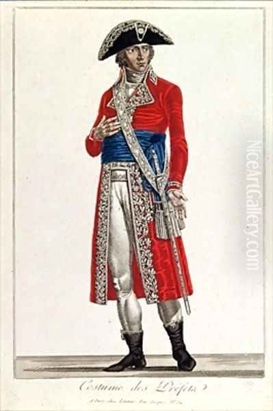 Costume of a Prefect during the period of the Consulate 1799-1804 of the First Republic Oil Painting by Chataignier