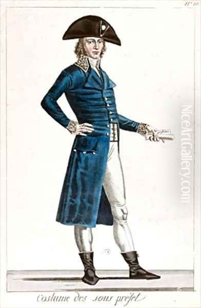 Costume of an Under Prefect during the period of the Consulate 1799-1804 of the First Republic in France Oil Painting by Chataignier