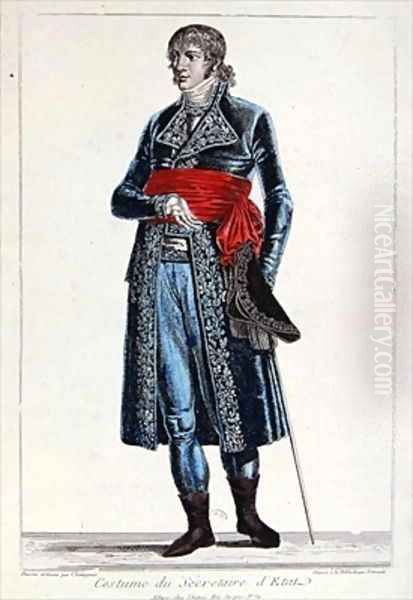 Costume of a Secretary of State during the period of the Consulate 1799-1804 of the First Republic in France Oil Painting by Chataignier