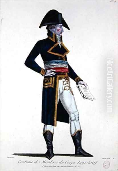 Costume of Members of the Corps Legislatif during the First Republic in France Oil Painting by Chataignier