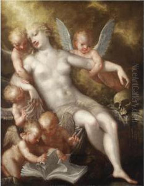 Maddalena Sorretta Da Putti Oil Painting by Marco Liberi