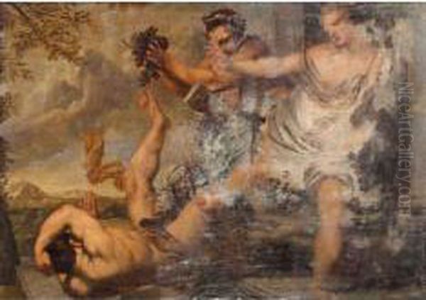 Luomo Precipitato Da Vino, Gioco E Venere Oil Painting by Pietro Liberi