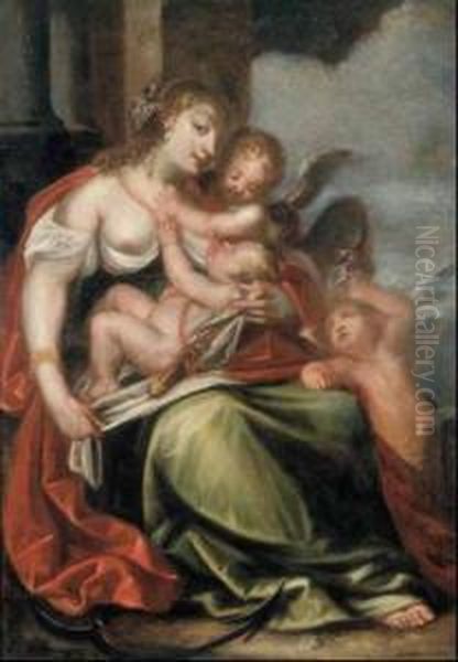 Venere E Cupido Oil Painting by Pietro Liberi