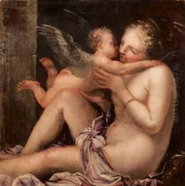 Venere E Cupido Oil Painting by Pietro Liberi