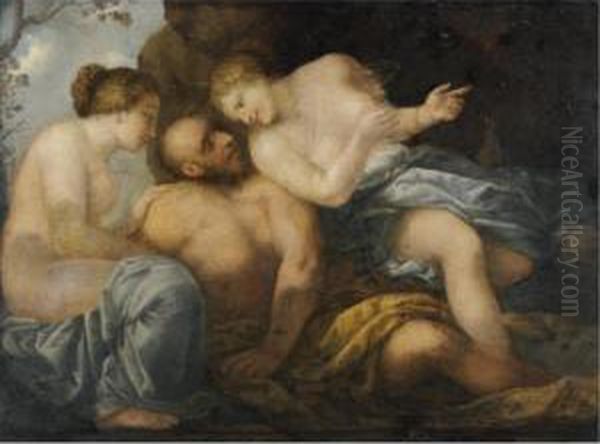 Lot And His Daughters Oil Painting by Pietro Liberi