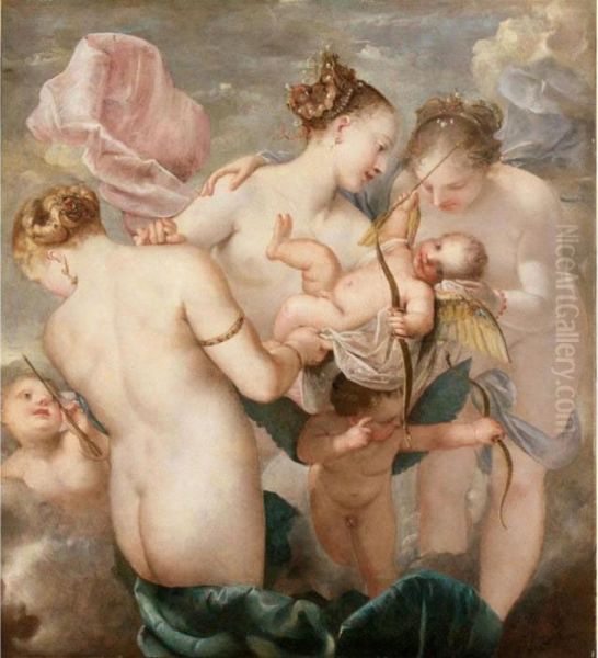 L'educazione Di Cupido Oil Painting by Pietro Liberi