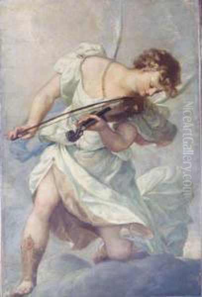 An Angel Playing The Violin Oil Painting by Pietro Liberi