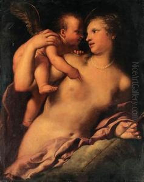 Venus Disarming Cupid Oil Painting by Pietro Liberi