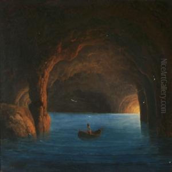 The Blue Cave On Capri, Italy Oil Painting by Georg Emil Libert