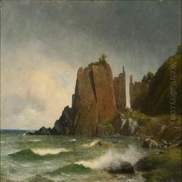 At Helligdomsklipperne Rocks At Bornholm Island, 
Denmark Oil Painting by Georg Emil Libert