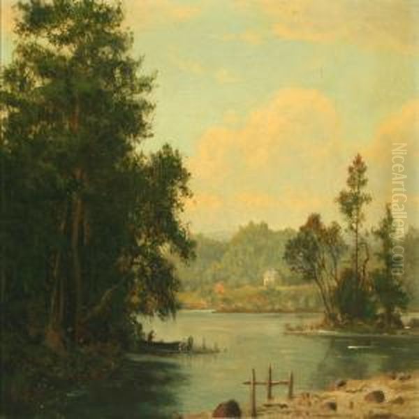 Danish Landscape Oil Painting by Georg Emil Libert