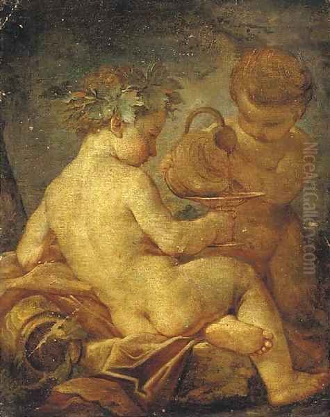 The Nurture of Bacchus Oil Painting by Giulio Carpione