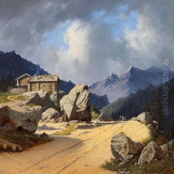 Norwegianlandscape Oil Painting by Georg Emil Libert