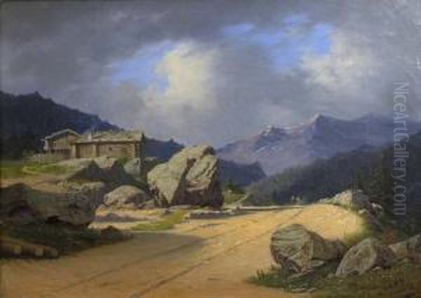 Chemin Dans Les Montagnes Oil Painting by Georg Emil Libert