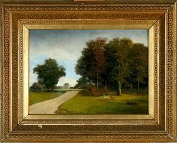 A Scenery From Dyrehaven Park, Denmark Oil Painting by Georg Emil Libert