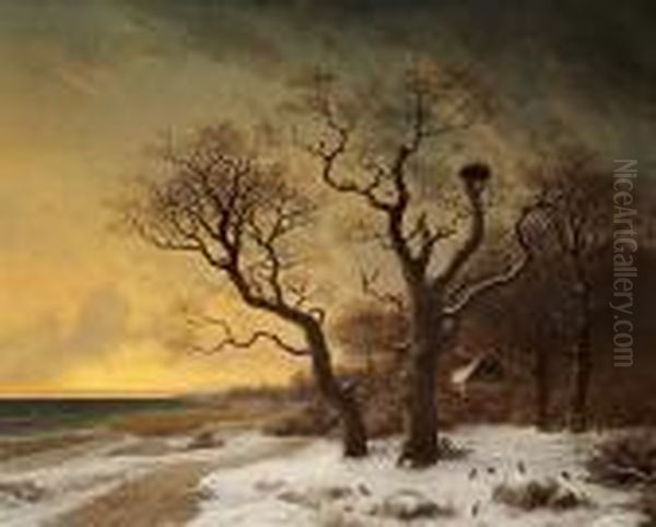 Winter's Day, North Sealand Oil Painting by Georg Emil Libert