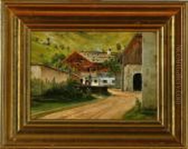 Street Scenery From The Alps Oil Painting by Georg Emil Libert