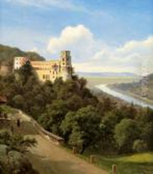 Veduta Del Castello Di Heidelberg Oil Painting by Georg Emil Libert