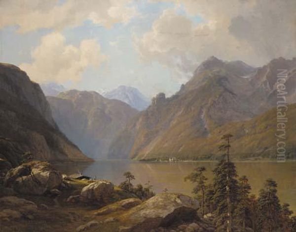 The Konigsee Oil Painting by Georg Emil Libert