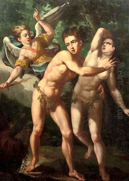 The Expulsion from Paradise Oil Painting by Giuseppe Cesari