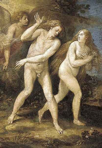 The Expulsion of Adam and Eve from the Garden of Eden Oil Painting by Giuseppe Cesari