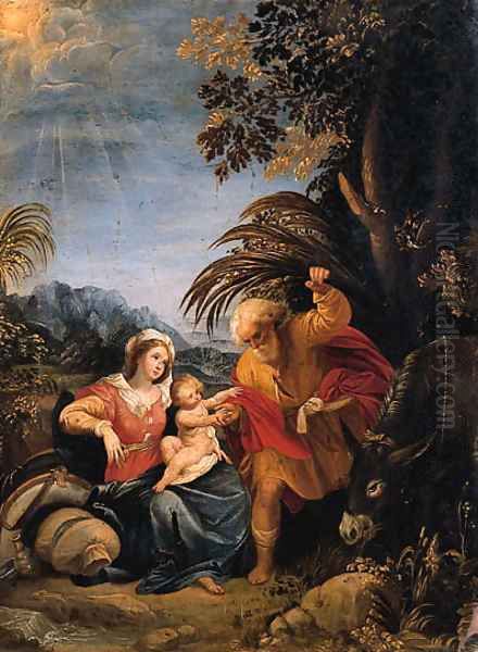 The Rest on the Flight into Egypt Oil Painting by Giuseppe Cesari