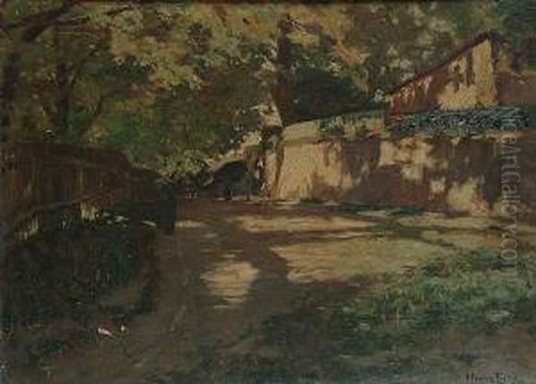 Figures On A Village Road Oil Painting by Hans Licht